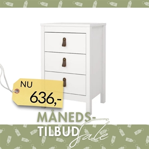 Madrid Sengebord 3 skuffer - Hvid