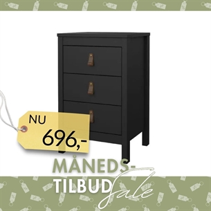 Madrid Sengebord 3 skuffer - Mat Sort