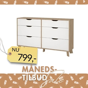 Ikast Dobbelt kommode 6 skuffer - Jackson Hickory Hvid