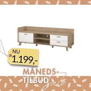 Ikast TV-møbel med 1 låge + 2 skuffer - Jackson Hickory Hvid
