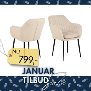 Emilia Spisebordsstol med Armlæn – Sandfarvet Vic Stof