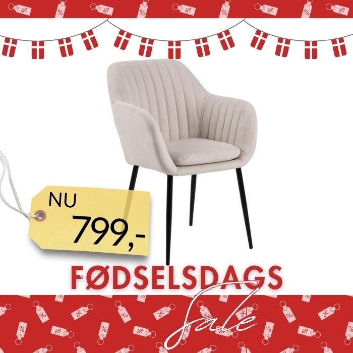 Emilia Spisebordsstol med Armlæn – Sandfarvet Enjoy Stof