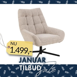 Paris Hvilestol – Beige Monza Stof, Drejefunktion & Sort Stålstel