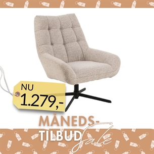Paris Hvilestol – Beige Monza Stof, Drejefunktion & Sort Stålstel