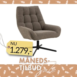 Paris Hvilestol – Taupe Monza Stof & Sort Drejestel