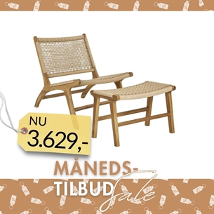 Derby Loungestol og skammel, Teak, Rattan, sæt