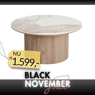 Athens Sofabord, Keramik bordplade, Hvid/mørkebrun