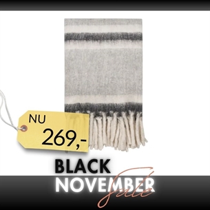 Carmel Plaid, uld mix, Grå/hvid - 130x170 cm