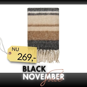 Carmel Plaid, uld mix, Sort/brun - 130x170 cm