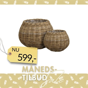 Melaka Kurve, kubu rattan, sæt af 2