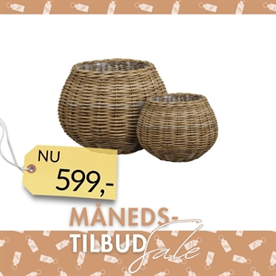 Melaka Kurve, kubu rattan, sæt af 2