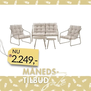 Nilo Loungesæt, stål/sand, inkl. hynder