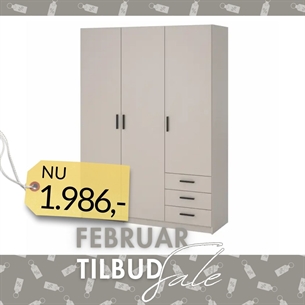 Sprint Garderobeskab 3 låger + 3 skuffer - Cashmere