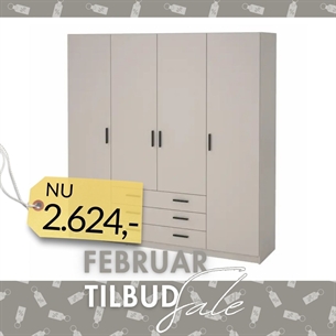 Sprint Garderobeskab 4 låger + 3 skuffer - Cashmere