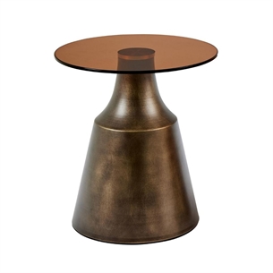 Dunsley rund sofabord, Top brun hærdet glas - Ø 45 cm