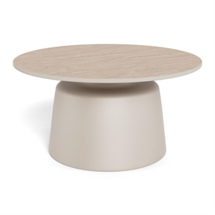 Santorini rund sofabord, Top l. beige Travetine keramik - Ø 70 cm