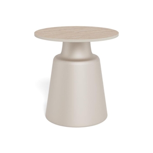 Santorini rund sofabord, Top l. beige Travetine keramik - Ø 45 cm