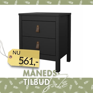 Madrid Natbord 2 skuffer - Mat sort