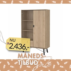 Ry Vitrine 1 låge + 1 glaslåge + 1 skuffe - Jackson Hickory