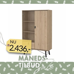 Ry Vitrine 1 låge + 1 glaslåge + 1 skuffe - Jackson Hickory