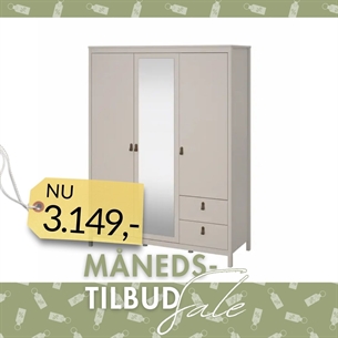 Madrid Garderobeskab 2 låger + 1 spejllåge + 2 skuffer - Cashmere 
