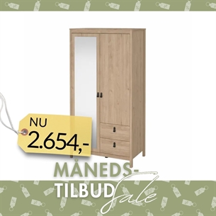 Madrid Garderobeskab 1 låge + 1 spejllåge + 2 skuffer - Jackson Hickory