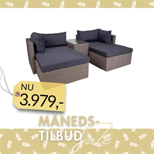 Rossi Loungesæt  i polyrattan, kubu grå