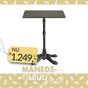 Cafébord marmor look, støbejernsben, 60 x 60 cm