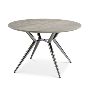 Dover spisebord Ø120 cm, grå med krom stel