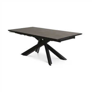 Hudson spisebord, 200(300)*100, Warm grey med sort stel