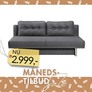 Sovesofa Nadia - Stof grå / Puder grå/farvet knap