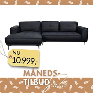 Sofa Model Barcelona - Chaise venstre - Fuld læder sort