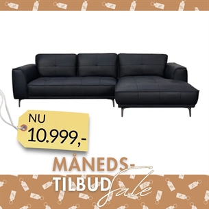 Sofa Model Barcelona - Chaise højre - Fuld læder sort
