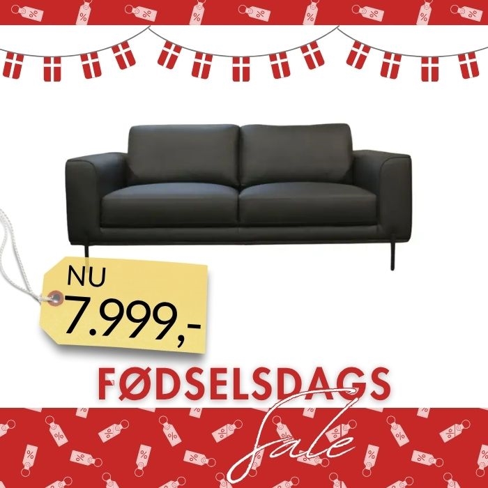 3 Pers Sofa Model Milano - Fuld Læder - Sort