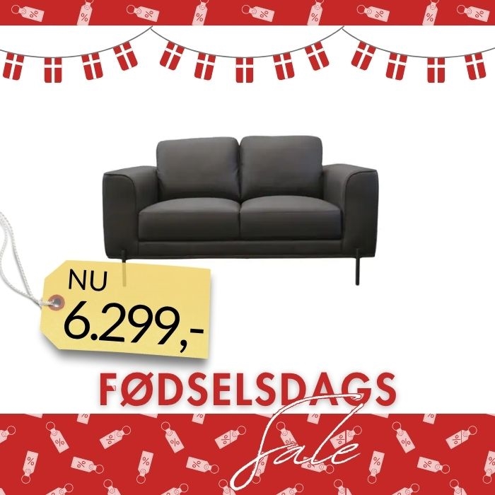 2 Pers Sofa Model Milano - Fuld Læder - Sort