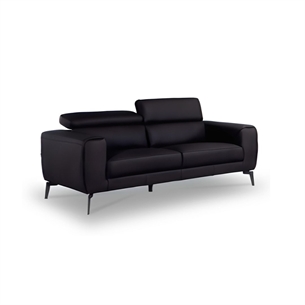 3 Pers Sofa Model Napoli - Fuld Læder - Sort - Nakkefunktioner