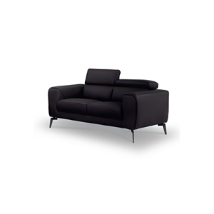 2 Pers Sofa Model Napoli - Fuld Læder - Sort - Nakkefunktioner
