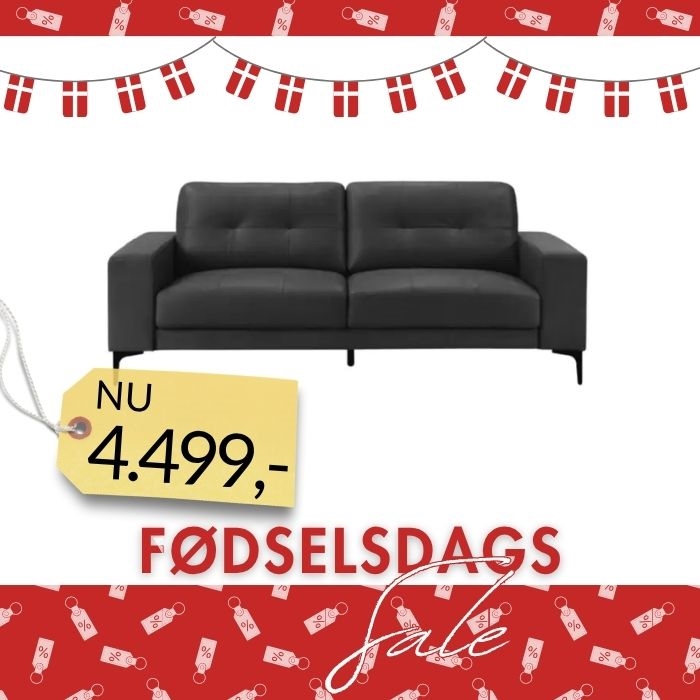 3 Pers Sofa Model Siena  - Fuld Læder - Sort