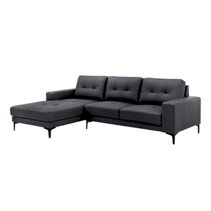 Chaise sofa model Veda Venstrevendt - Fuld Læder - Sort