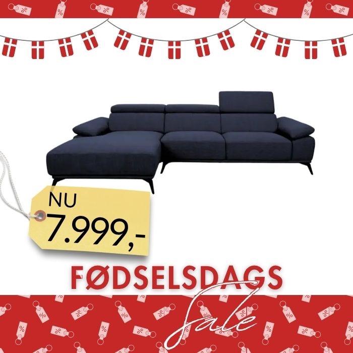 Chaise sofa model Florida Venstrevendt - Marino Blå
