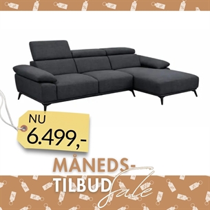 Chaise sofa model Florida Højrevendt - Charcoal Sort