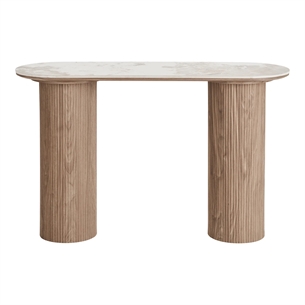 Athens Konsolbord, Keramik bordplade, Hvid/mørkebrun - 40x120x78 cm