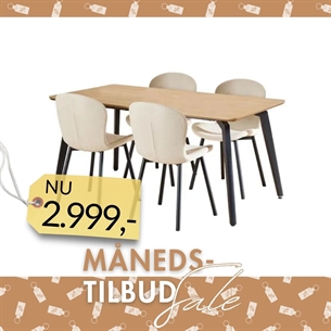 Cadiz spisebordssæt, m/4 stole i beige