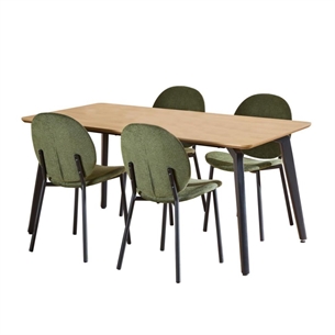 Cadiz spisebordssæt, m/4 stole i skovgrøn