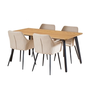 Cadiz spisebordssæt, m/4 stole med armlæn i beige