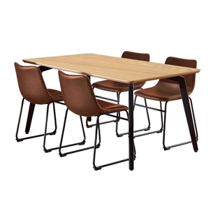 Cadiz spisebordssæt, m/4 stole i cognac