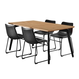 Cadiz spisebordssæt, m/4 stole i sort