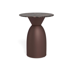 Ferrol sofabord, mat bronze/marmor - Ø 40 cm