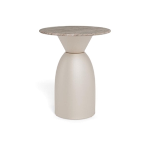 Ferrol sofabord, mat grå/marmor - Ø 40 cm