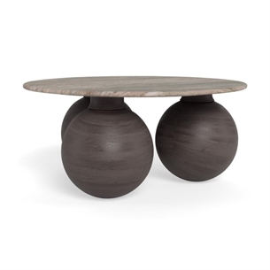 Konya sofabord, brun/marmor - Ø 95 cm